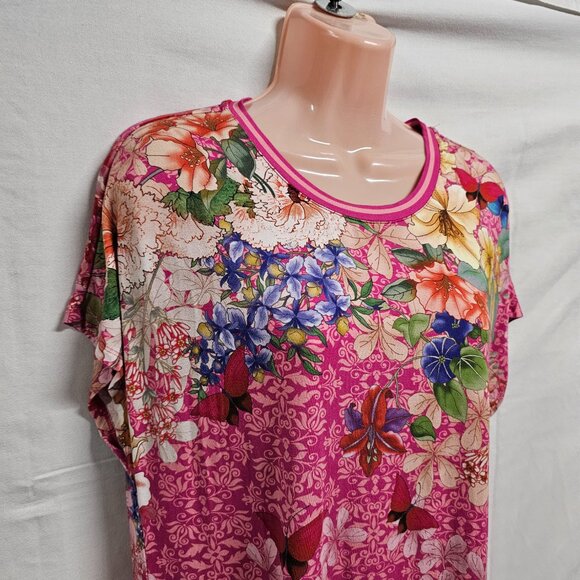 Johnny Was Frame Relaxed Dolman Sleeve Floral Tee Top Blouse Size L Multicolor - Picture 3 of 12